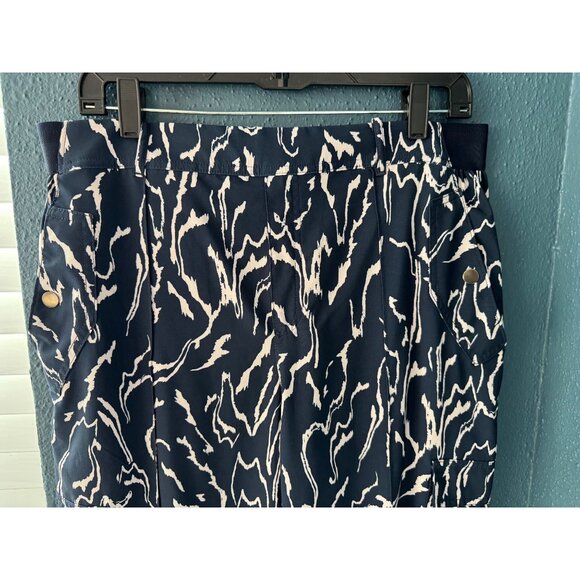 Athleta Printed Vienna Navy Blue Orchid Cargo Pant 14T Tall Pull-On Straight - Picture 3 of 9